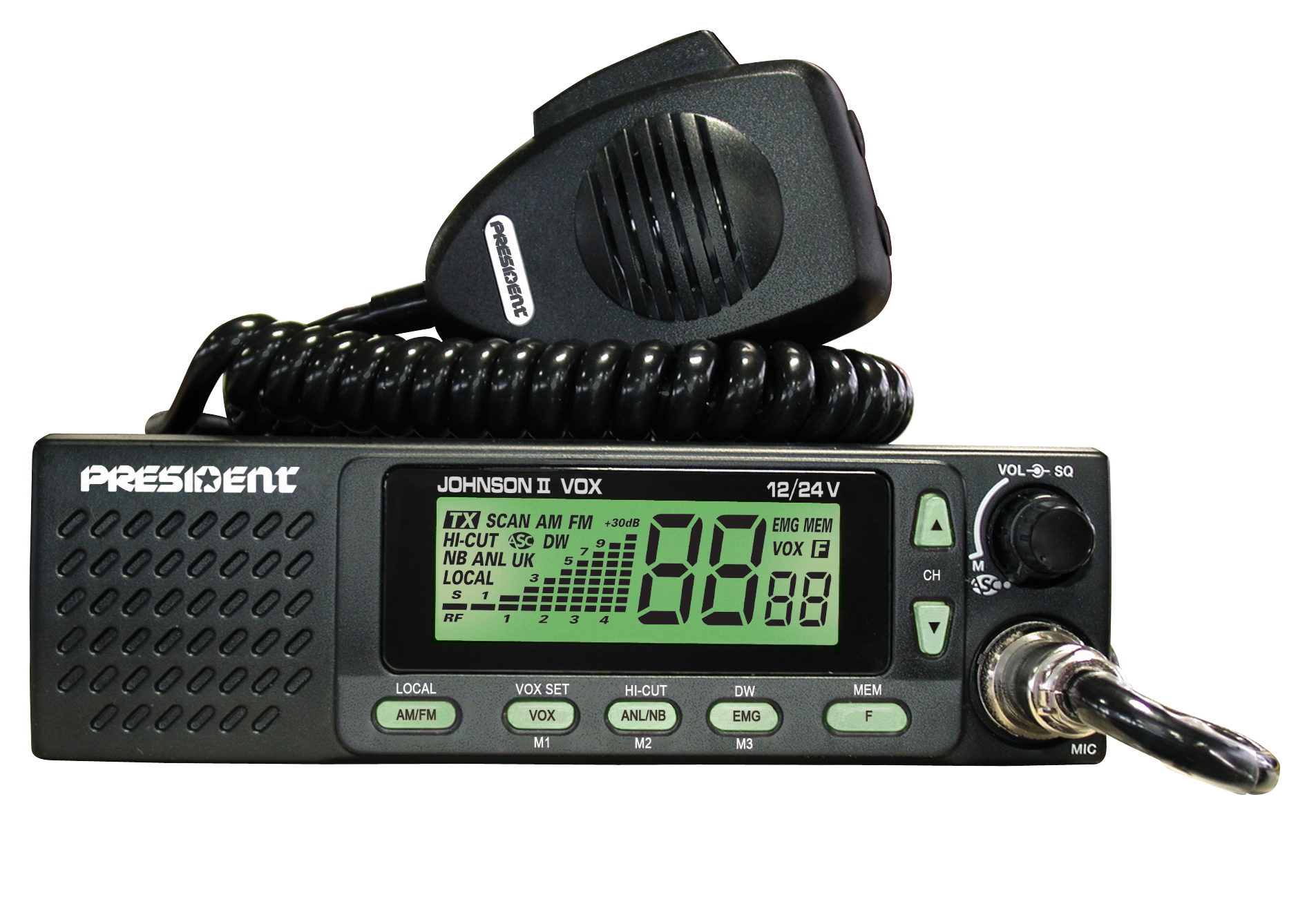 President Harrison II CB Mobile radio with ASC AM/ FM Vox