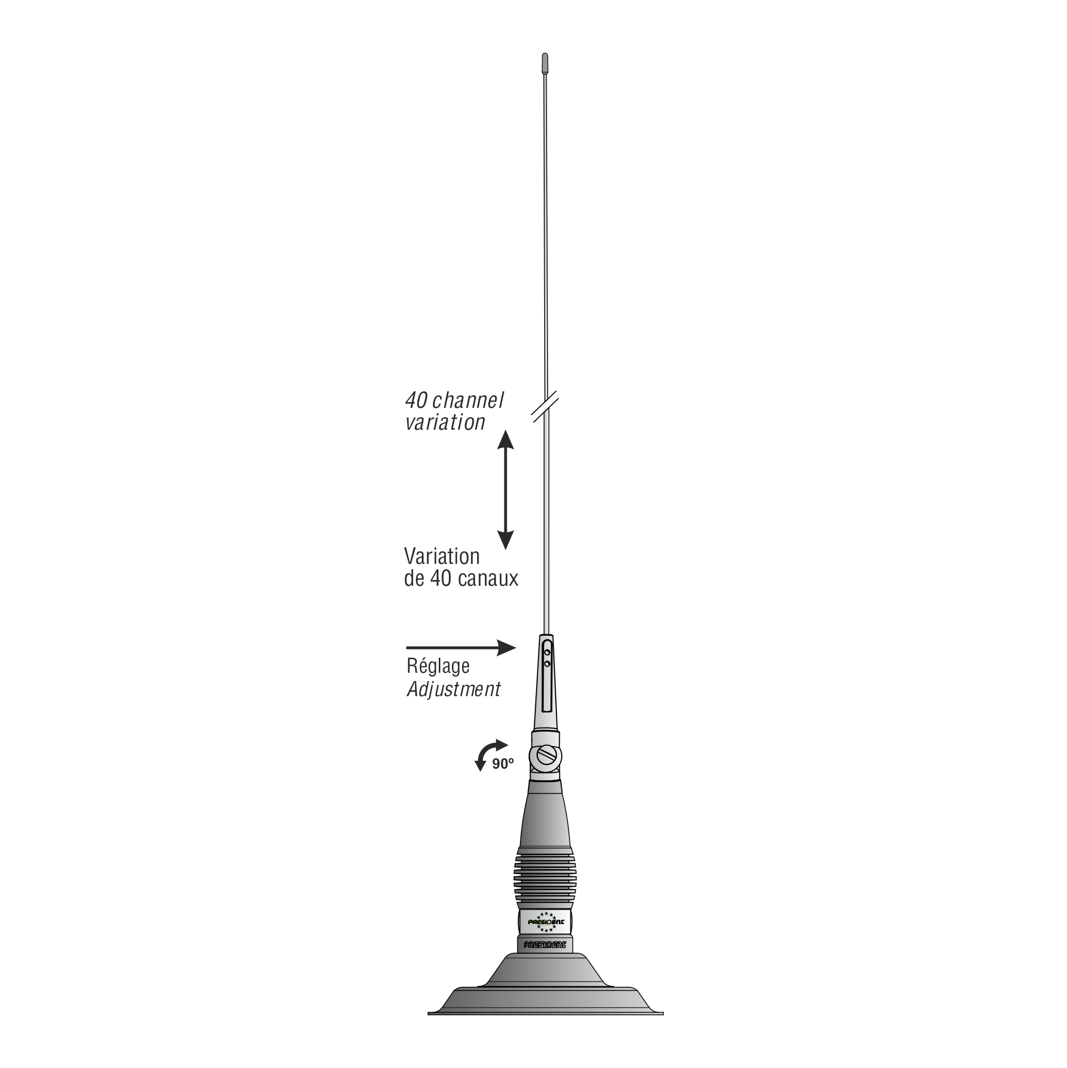 PRESIDENT MS-85 ANTENNE CB 85 cm